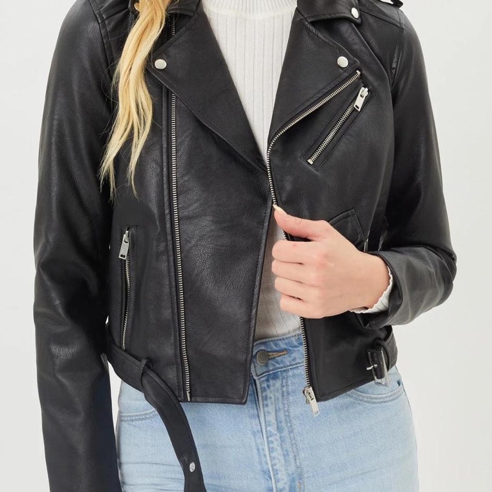 Love Tree Black Leather Jacket
